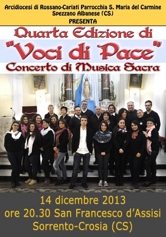 Stasera nella chiesa “S. Francesco” il concerto di solidarietà “Voci di pace”