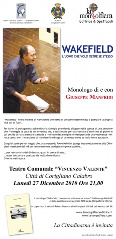 Domani inaugurazione della stagione teatrale al “Valente” con un monologo di Giuseppe Manfridi
