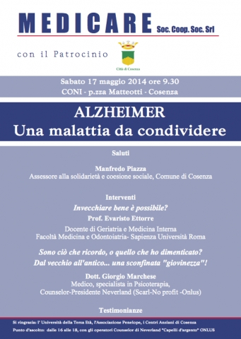 “Alzheimer, una malattia da condividere”. Oggi iniziativa in Piazza Mateotti