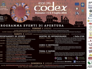 Anno del Codex, ecco il programma degli eventi di apertura 1-2 e 3 luglio