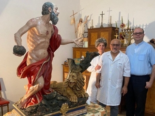 Iniziato il delicato intervento di restauro della monumentale statua di San Girolamo
