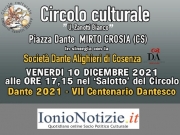 Il 10 dicembre Circolo culturale di Mirto verrà celebrato il Dante nazionale