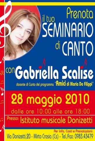Domani all’Istituto musicale “Donizetti” seminario di canto con Gabriella Scalise di “Amici”