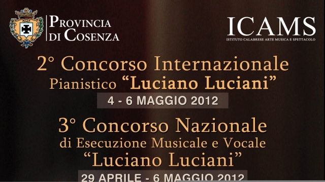 Dal 29 aprile  al 6 maggio, il 2° Concorso internazionale pianistico “Luciano Luciani”, e il 3° Concorso nazionale di esecuzione musicale e vocale. Venerdì conferenza di presentazione