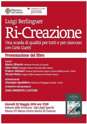 Domani presentazione libro Luigi Berlinguer “Ri-creazione. Una scuola di qualità per tutti e per ciascuno”