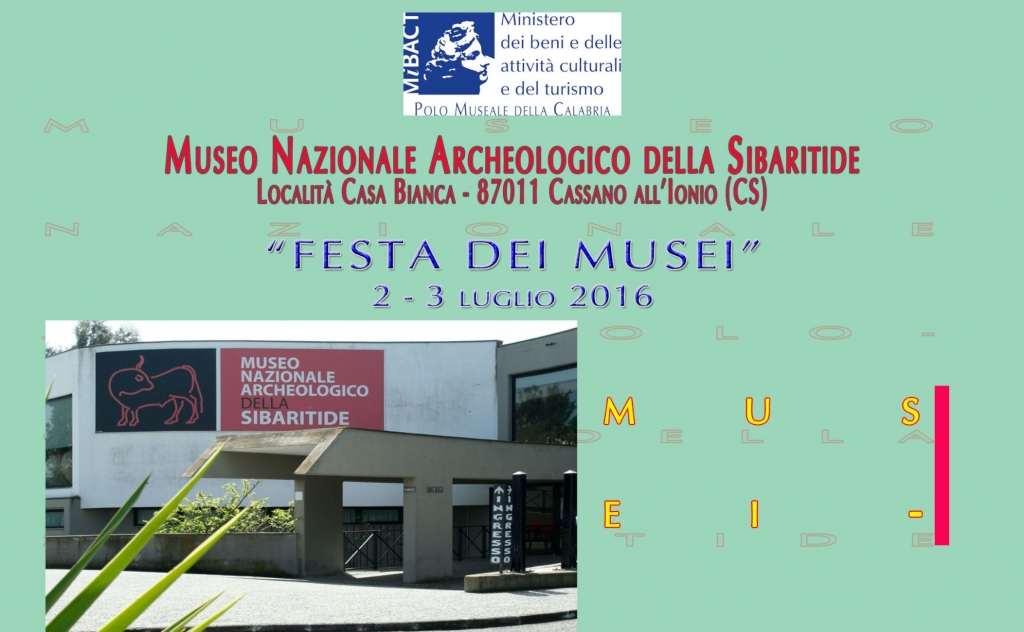Il Museo nazionale archeologico della Sibaritide il 2 e 3 luglio partecipa alla Festa dei musei