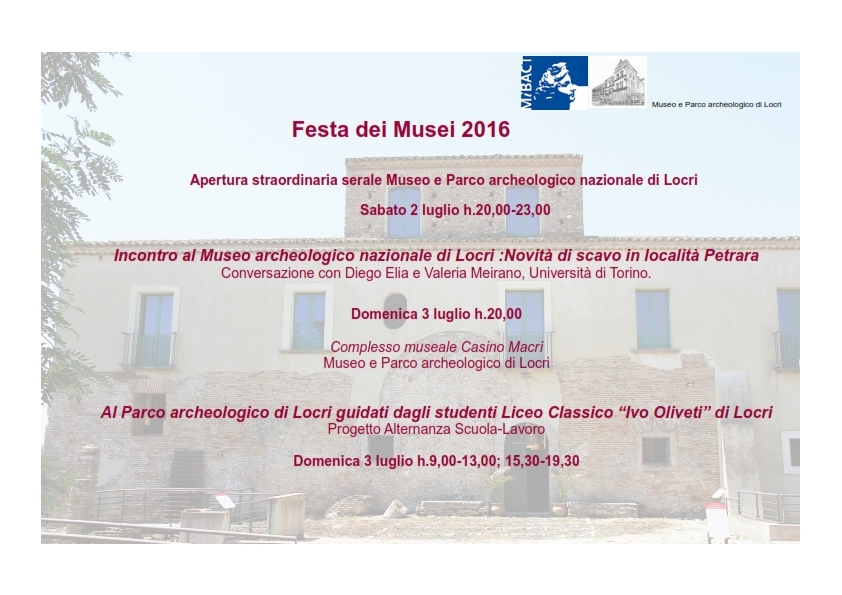 Festa dei Musei 2016 a Monasterace e Locri