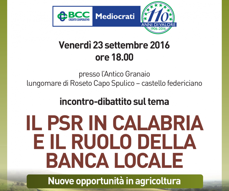 Il 23 settembre incontro-dibattito sui finanziamenti in agricoltura