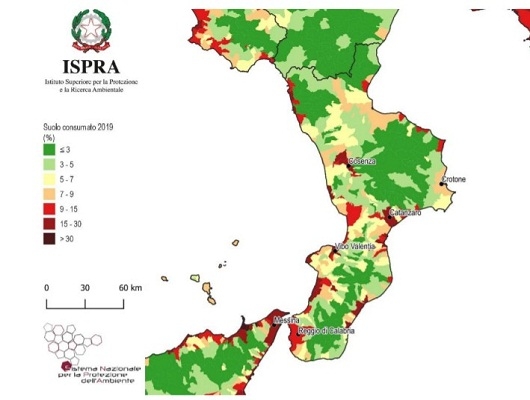 Rapporto Ispra consumo del suolo, Coldiretti: in  Calabria + 53 ettari rispetto all’anno prima