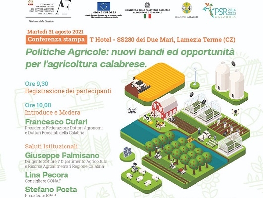 Politiche agricole Regione Calabria, il 31 agosto a Lamezia presentazione dei nuovi bandi