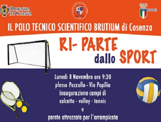 Scuola, l'8 novembre al plesso Pezzullo saranno inaugurati i campi di calcetto, volley, tennis e parete per arrampicata