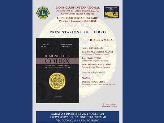 Il 3 dicembre la presentazione del libro sul mondo del Codex di Morello e Morelli