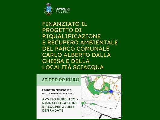 Finanziato progetto per Riqualificazione Parco Comunale “Carlo Alberto Dalla Chiesa”