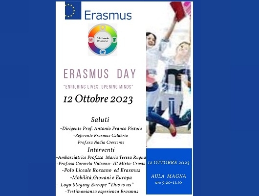Erasmus day, il 12 ottobre nell’auditorium del Polo liceale di Rossano