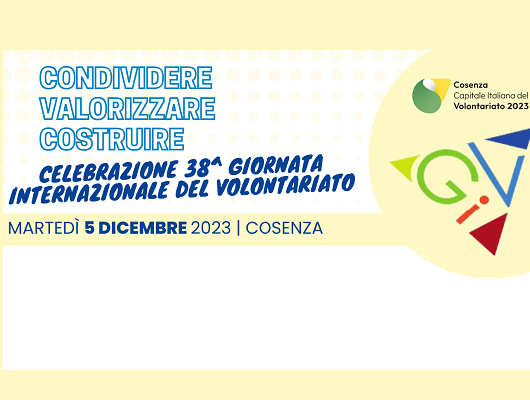 Giornata internazionale del volontariato, il 5 dicembre evento nazionale a Cosenza