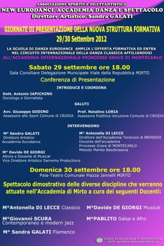 Oggi e domani la presentazione dell’Accademia “Eurodance” diretta da Sandra Galati