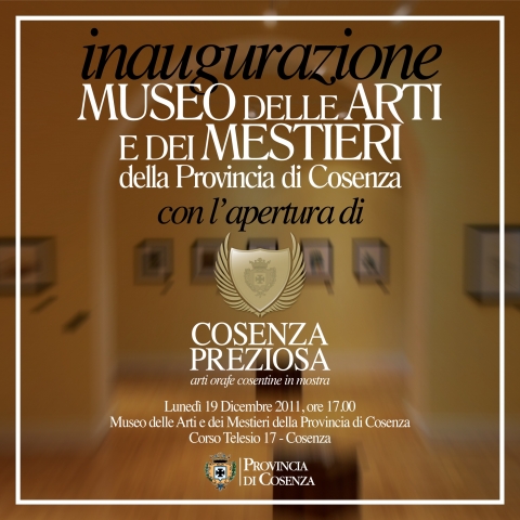 Lunedì l’inaugurazione ufficiale del Museo delle Arti e dei Mestieri della Provincia di Cosenza