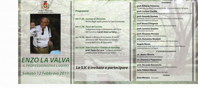 Il Parco del Corvino oggi verrà intitolato al professor Enzo La Valva