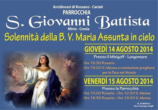 Stasera e domani iniziative della parrocchia “San Giovanni Battista”. Il 21 agosto “Notte di luce”