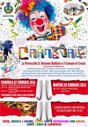 Ecco il Programma di Carnevale pianificato dal Comune e dalla parrocchia "San Giovanni Battista"