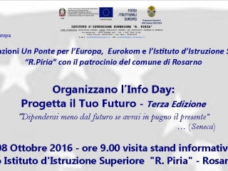 L'8 ottobre al Piria la terza edizione dell’info day “Progetta il tuo futuro