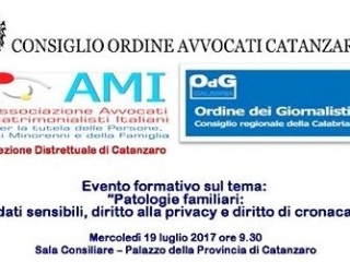L'Ami Calabria e l'Ordine dei giornalisti parlano di diritto di cronaca e privacy nelle patologie familiari