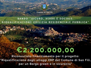 Riqualificazione alloggi edilizia residenziale pubblica, al Comune di San Fili oltre 2 milioni di euro