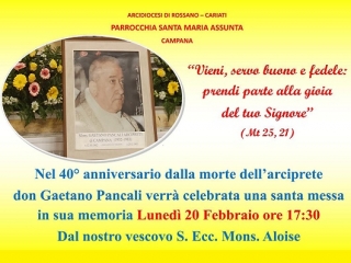 Santa Messa in memoria di don Gaetano Pancali, nel 40° dalla morte