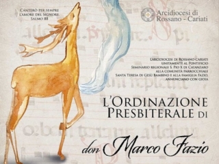 Il 13 maggio ordinazione presbiterale di don Marco Fazio
