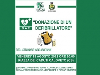 Il 18 agosto verrà inaugurato un defibrillatore in Piazza dei Caduti