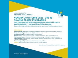 Airc, 30 anni di impegno del Comitato Calabria nella ricerca