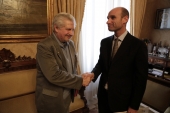Il premio Nobel per la Pace, Francisco Gnisci Bruno, ieri a Palazzo di Città